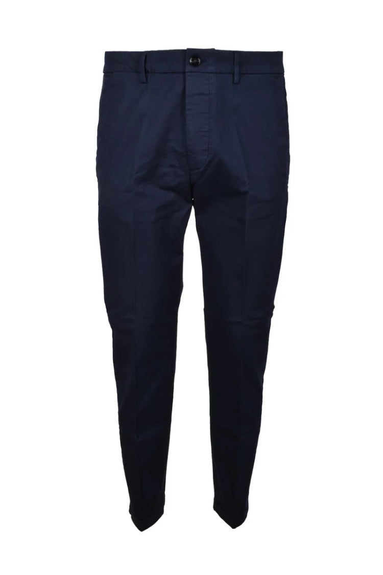 True Nyc Navy Blue Stretch Cotton Pants