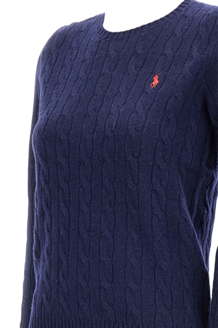 Polo Ralph Lauren Cable Knit Crewneck Sweater With Embroidered Logo