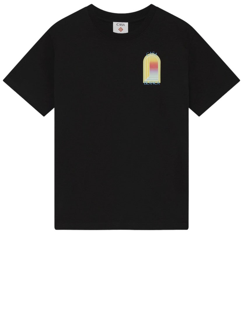 Casablanca Round Neck Cotton T-Shirt With Multicolor Logo Print