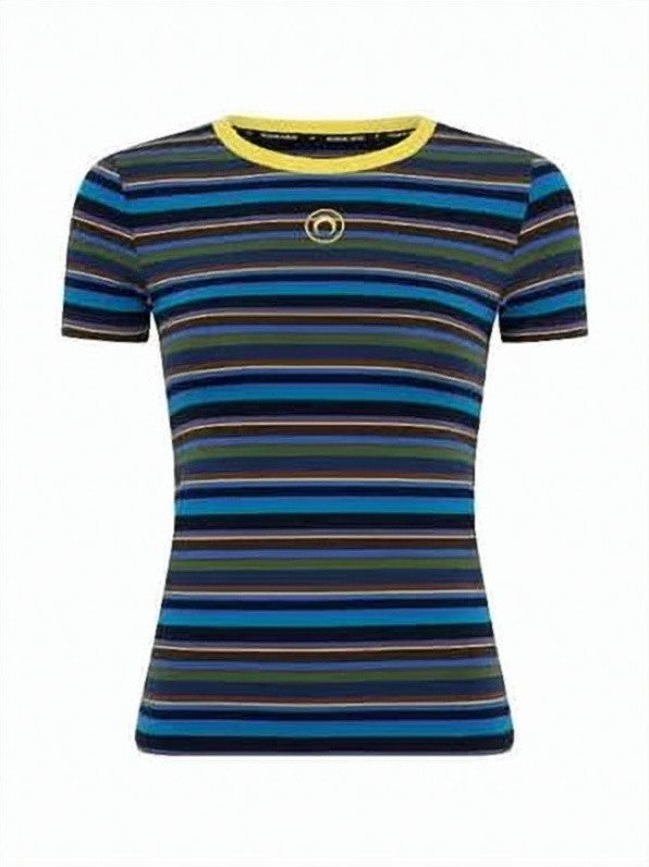 Marine Serre Fitted Short-Sleeve T-Shirt With Crescent Moon Emblem