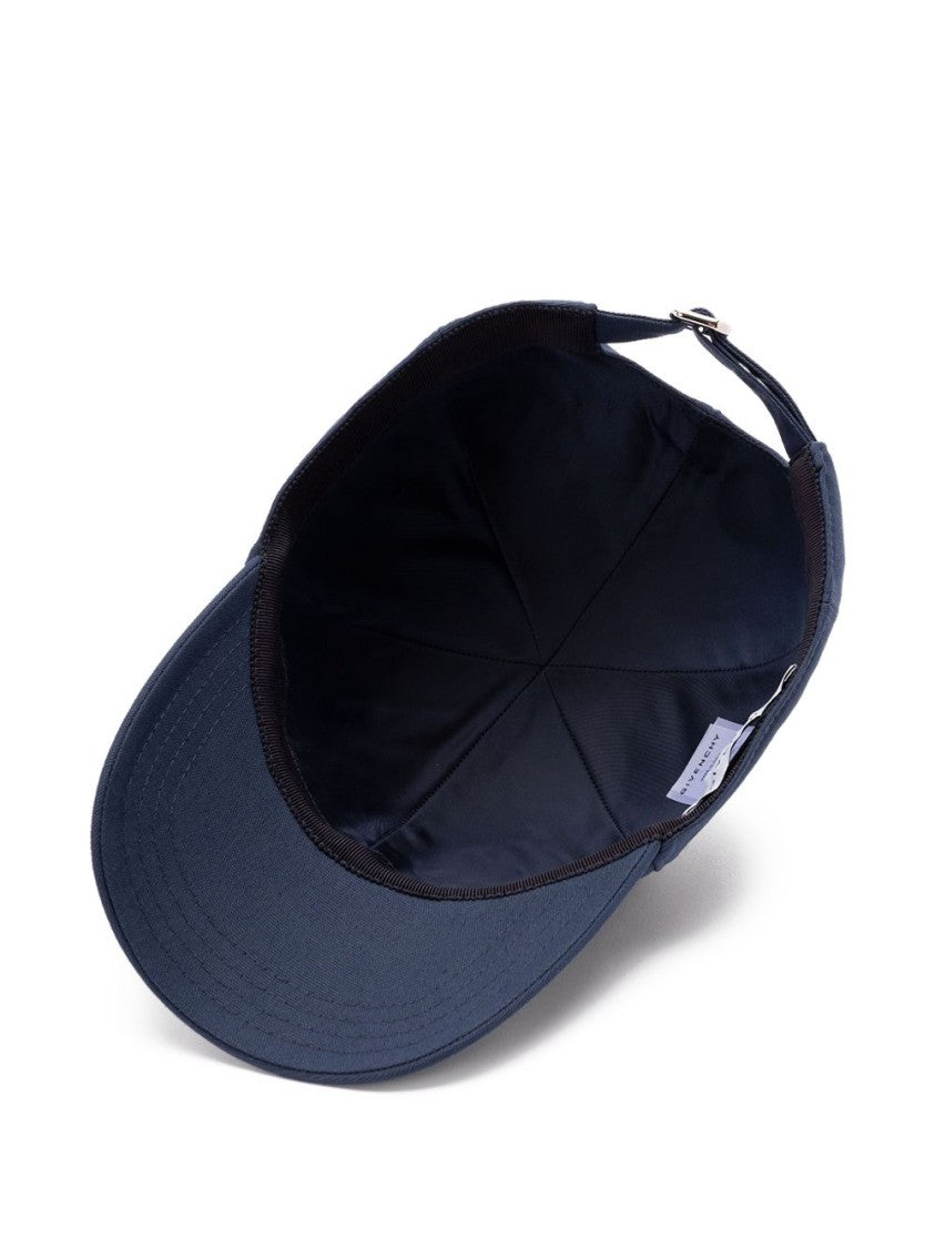 Givenchy Navy Blue Cotton Embroidered Logo Hat