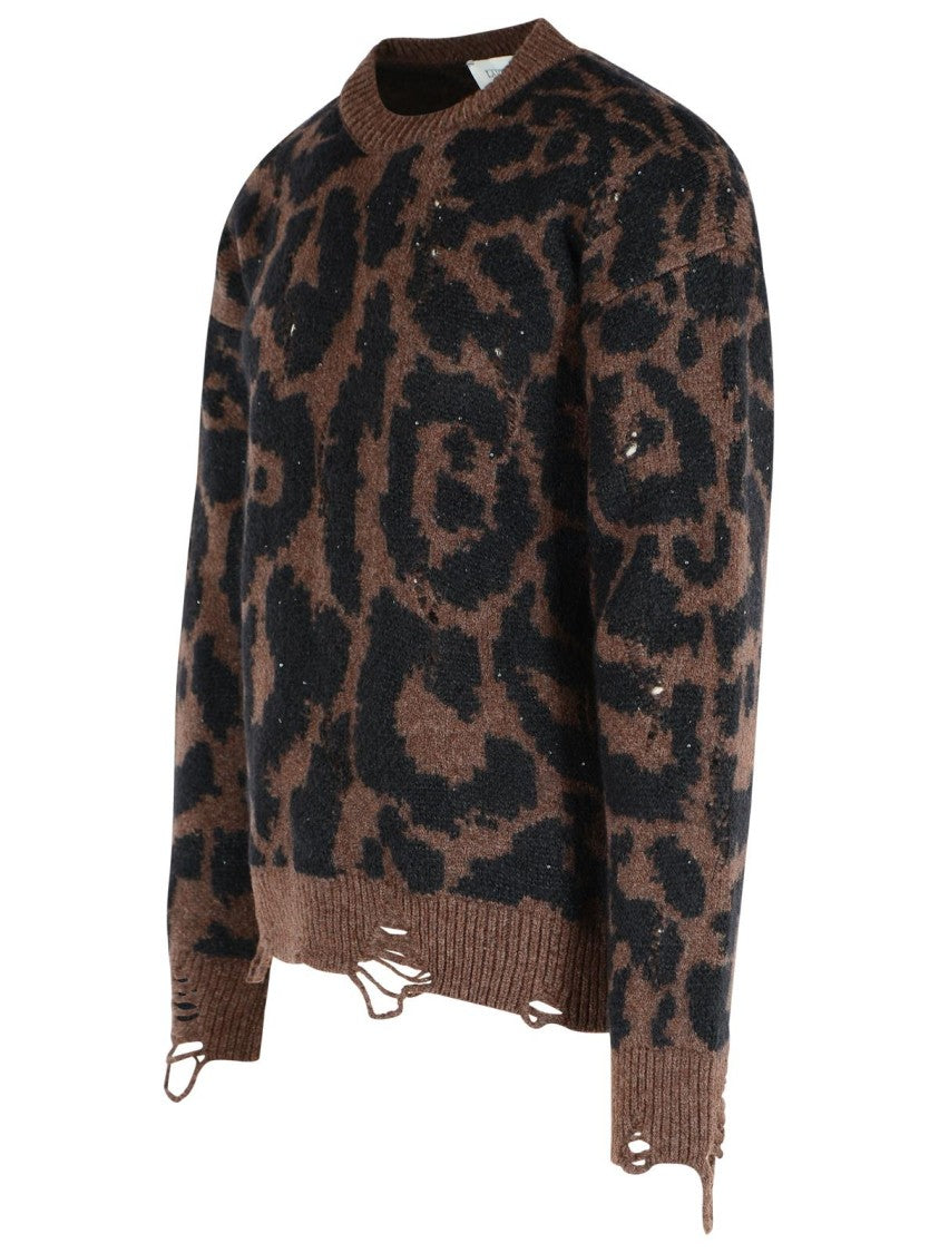 Laneus Two-Tone Merino Wool Blend Sweater