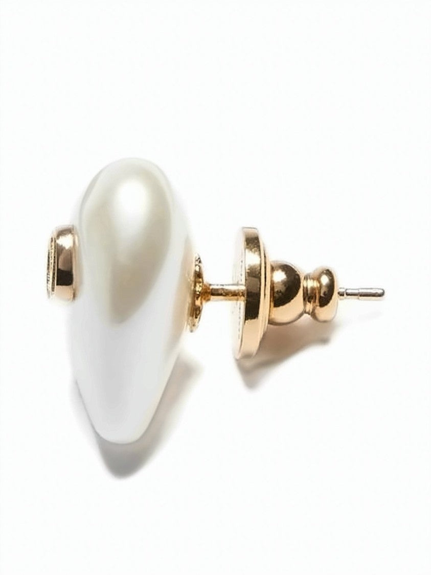 Valentino Garavani Heart-Shaped Stud Earrings With Gold-Tone Emblem