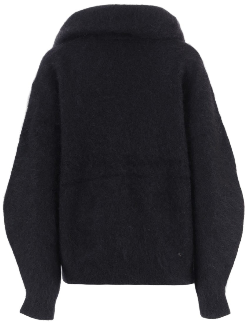 The Garment Stretch Mohair-Blend Sweater With Draped Neckline