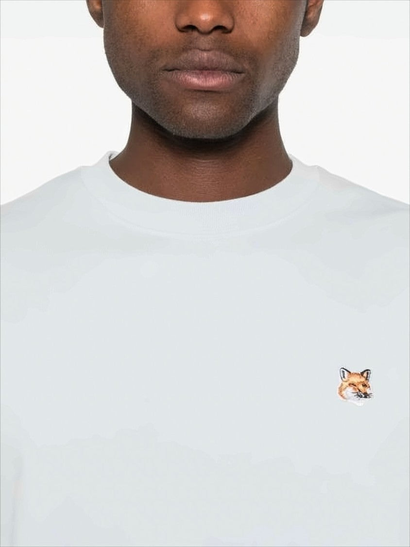 Maison Kitsuné Light Grey Crewneck Sweatshirt With Embroidered Fox Logo