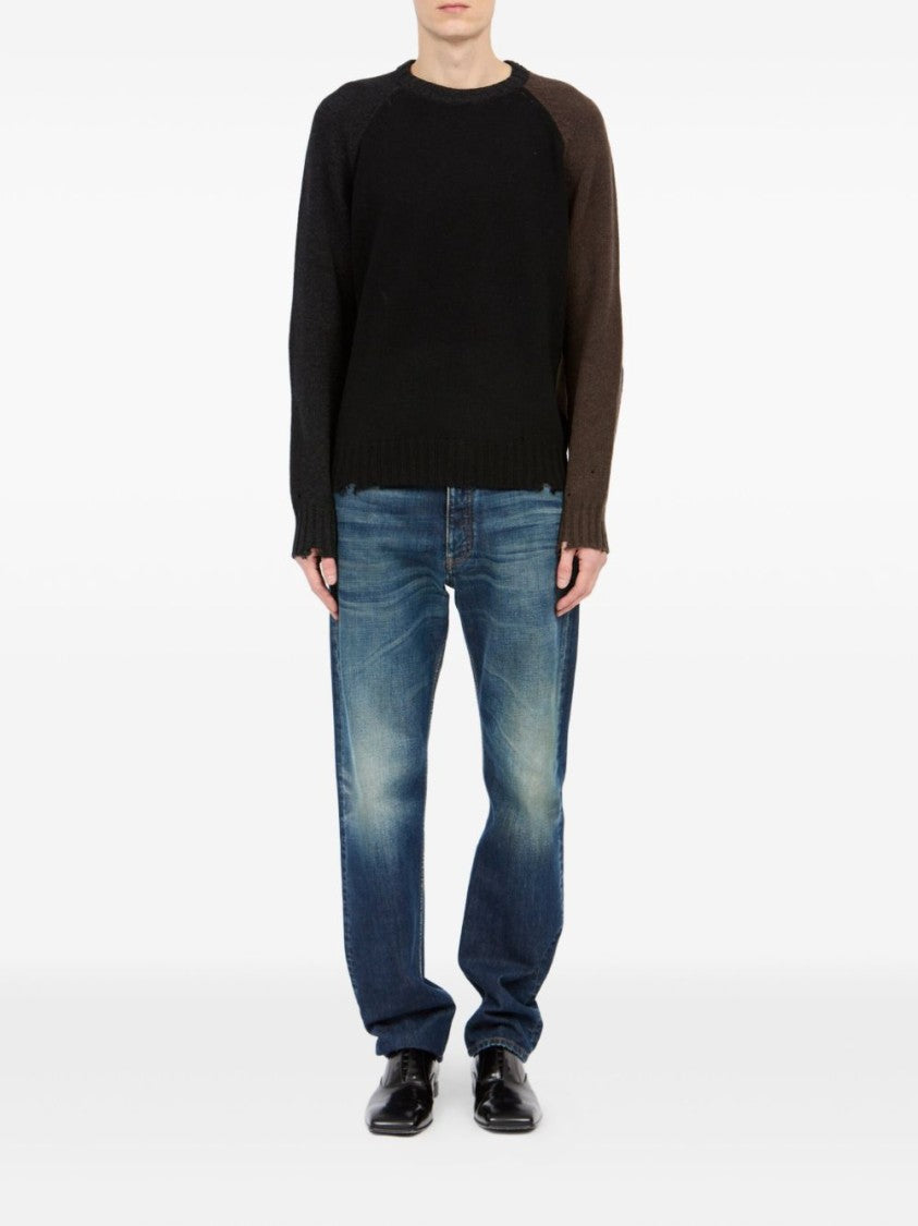 Mm6 By Maison Margiela Contrasting Sleeve Sweater With Distressed Hem