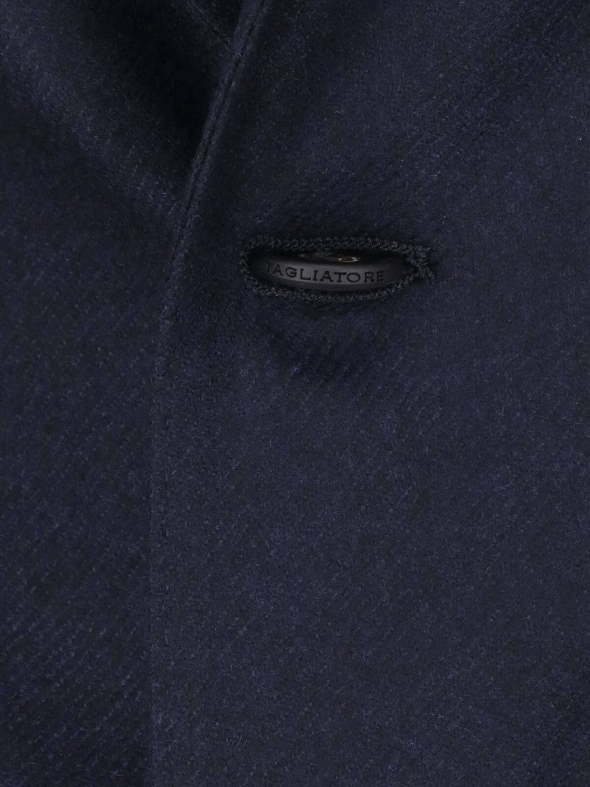 Tagliatore Blue Single-Breasted Virgin Wool Blazer
