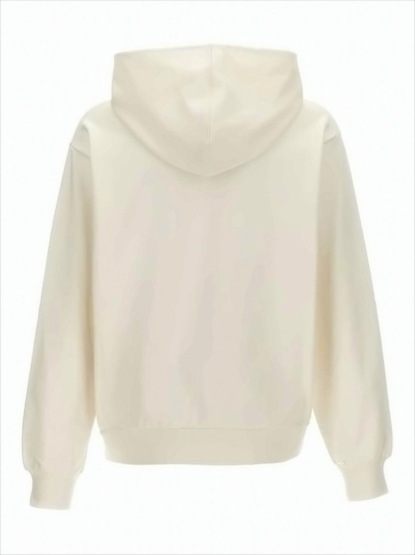 Marni Relaxed Fit Off-White Cotton Hoodie With Drawstring And Kangaroo Pocket
