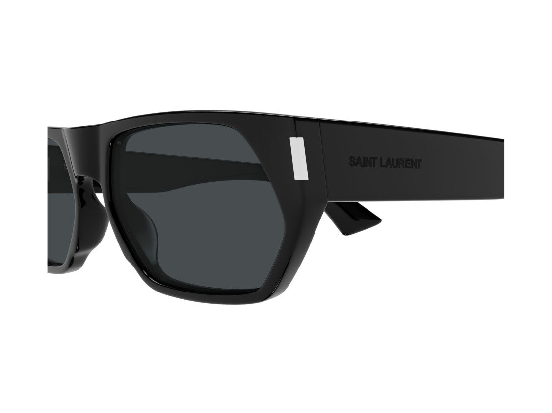 Saint Laurent Black Sl 898 Glossy Acetate Bold Oversized Square Sunglasses
