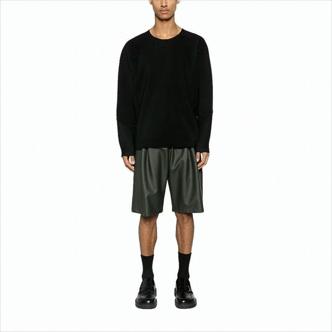 Homme Plissé Issey Miyake Pleated Long-Sleeve T-Shirt With Unique Texture