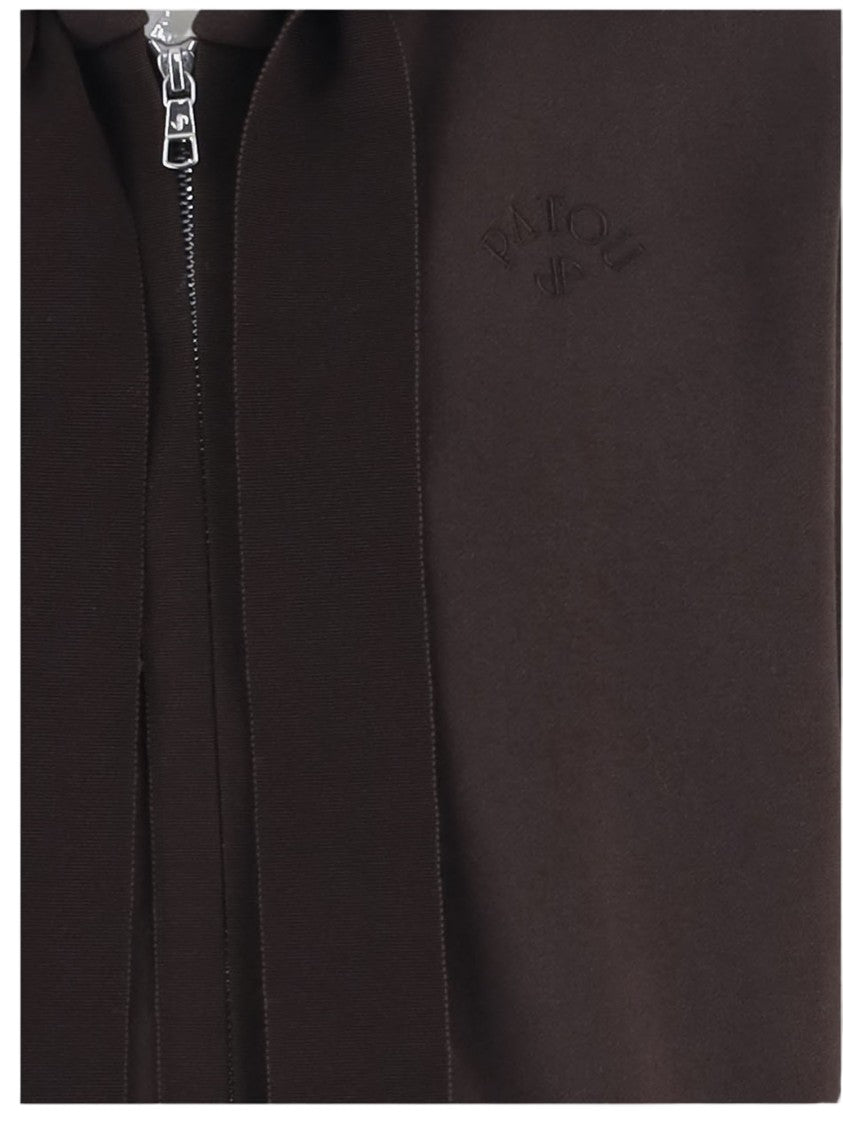 Patou Cotton Hooded Sweatshirt With Front Zipper And Embroidered Logo