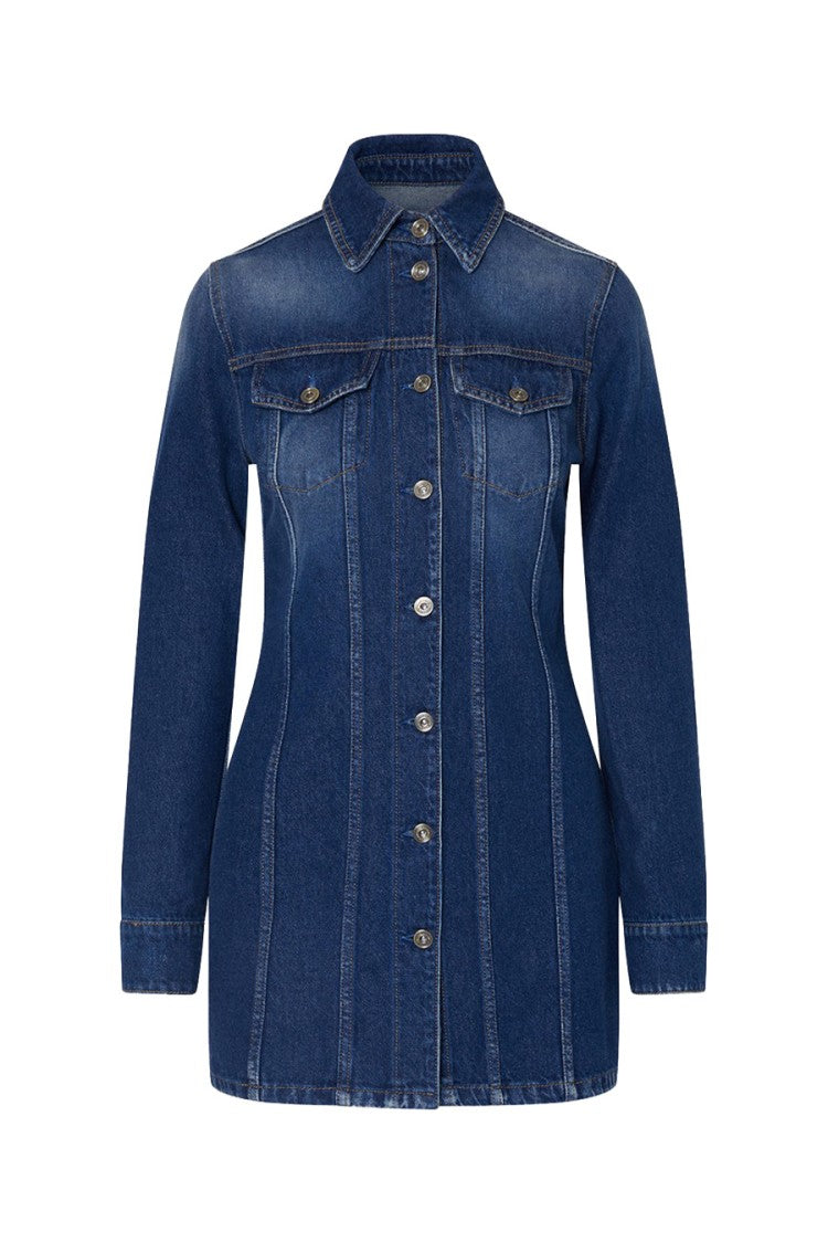 Liu Jo X Capsule 1 Elodie Dark Blue Denim Shirt Mini Dress