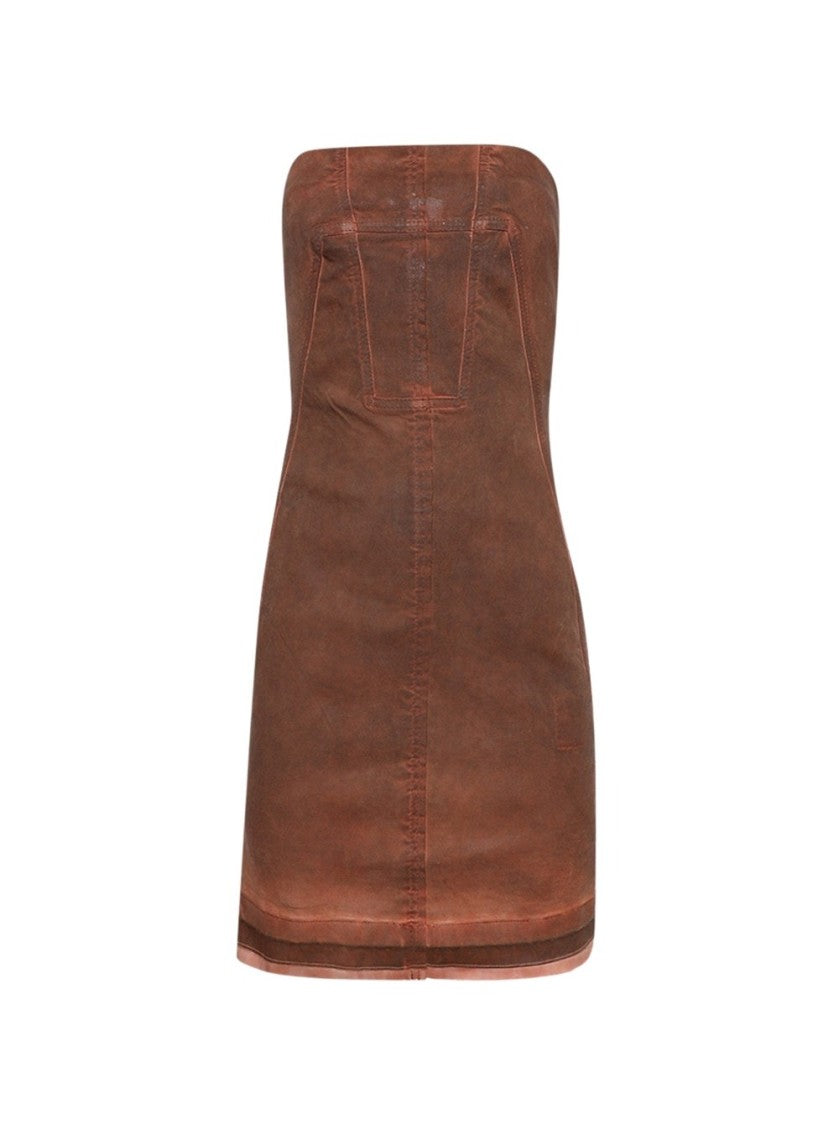 Drkshdw By Rick Owens Splintered Stretch Denim Bustier Dress