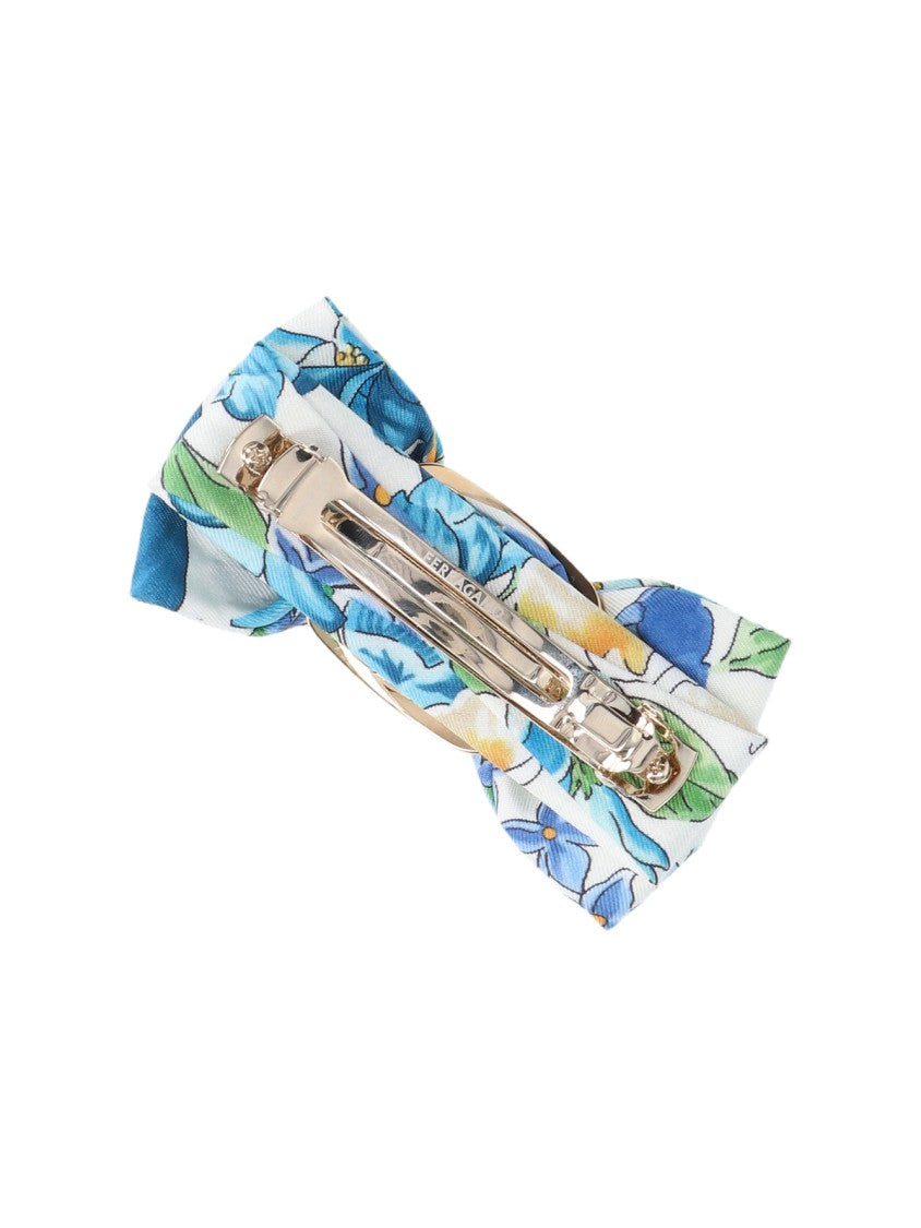 Ferragamo Light Blue Vara Silk Floral Hair Clip