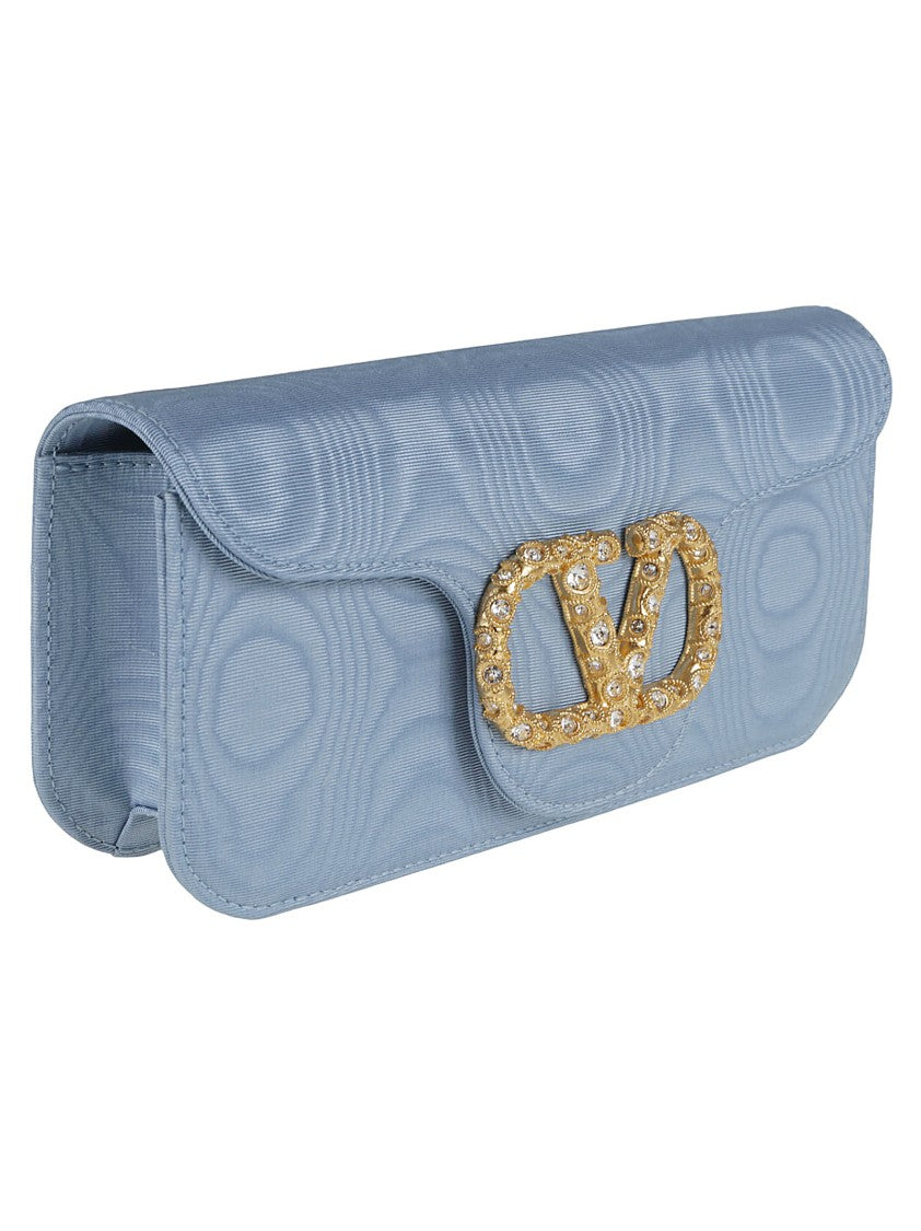 Valentino Blue Moiré Fabric Locò Clutch