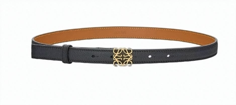 Loewe Textured Black Leather Belt With Gold-Tone Buckle
