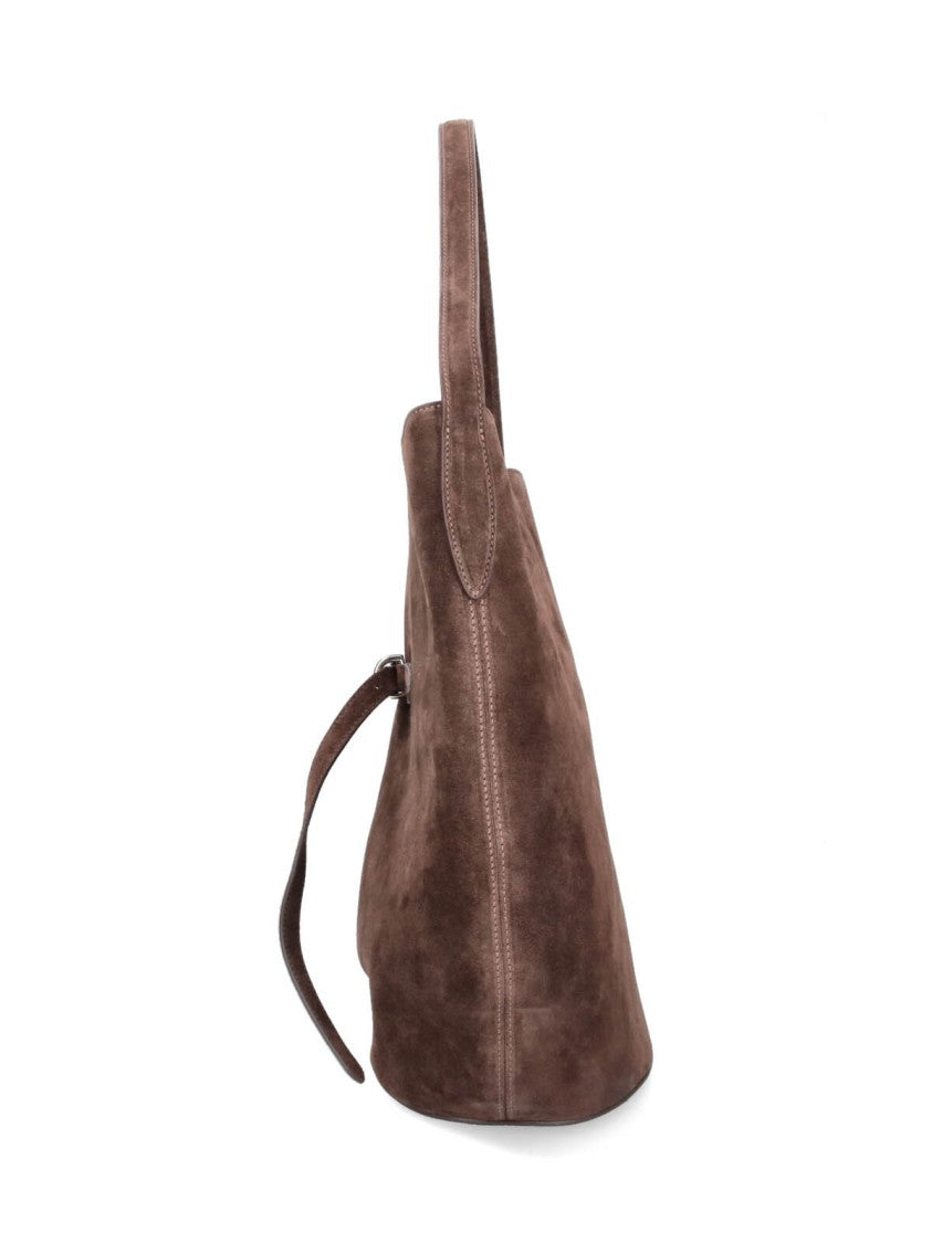 Liffner Suede Shoulder Bag With Front Strap