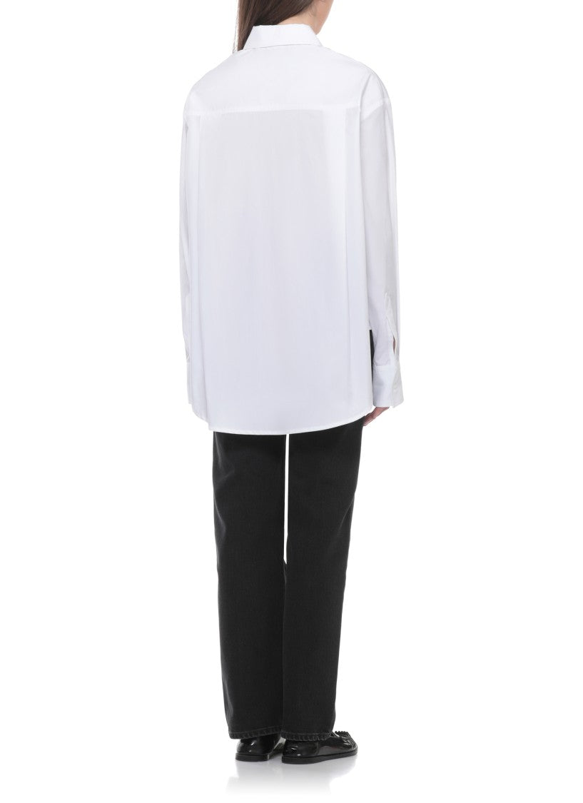 Loulou De Saison White Lee Embroidered Cotton Shirt