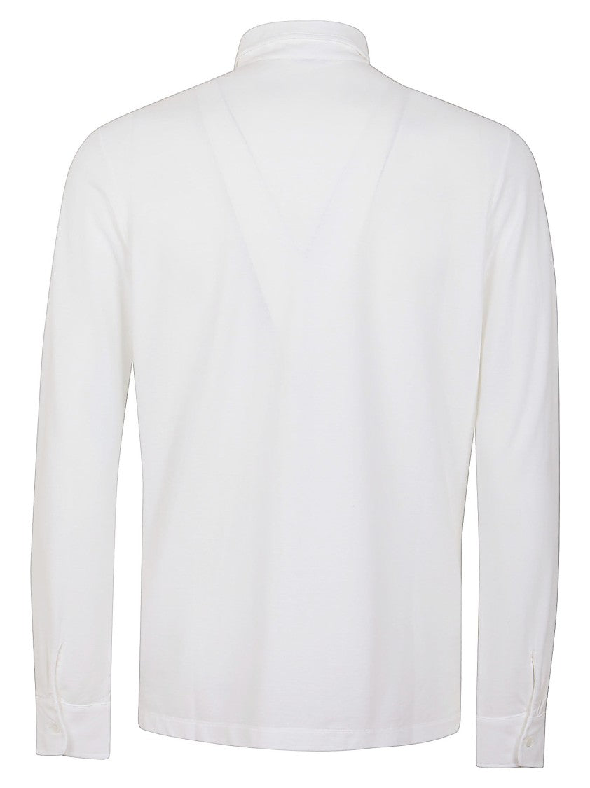 Zanone Classic Long-Sleeved White Shirt With Button-Down Front