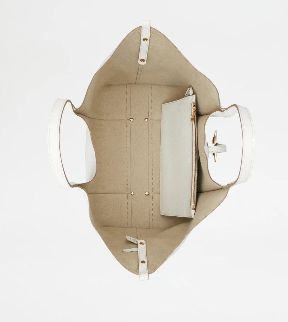 Tod's White Tsb Shopping Pend. T Medium Bag