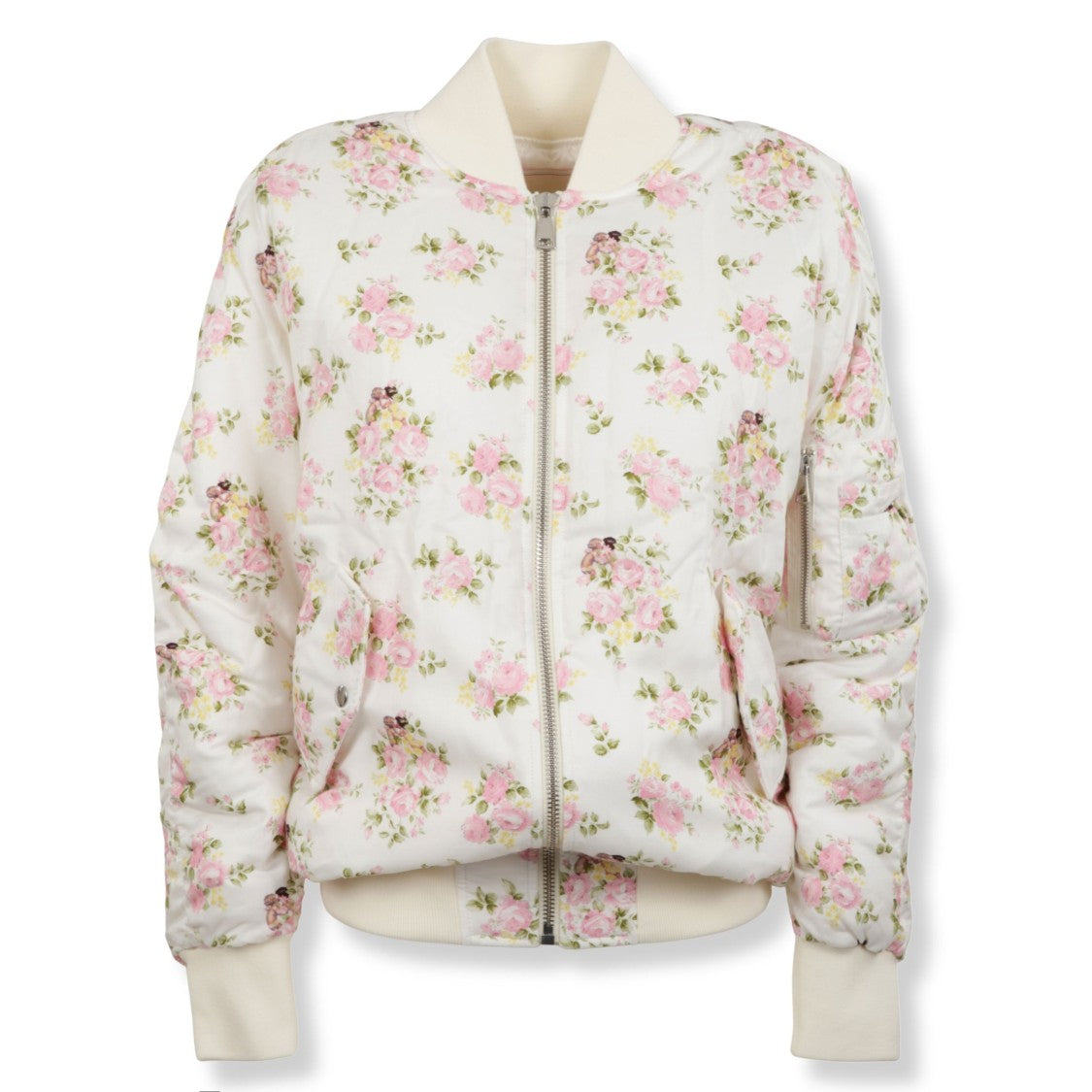 Fiorucci Floral Angel Print Bomber Jacket With Ribbed Detailing