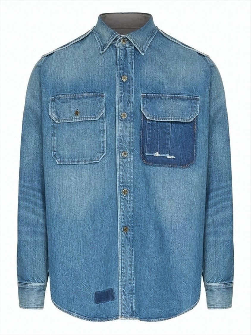 Maison Margiela Denim Long-Sleeve Shirt With Classic Collar And Chest Pockets