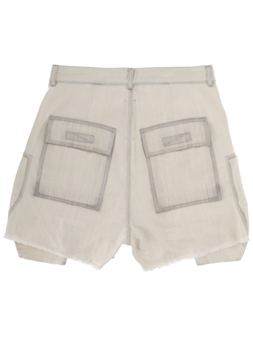 Drkshdw By Rick Owens Neutrals Bauhaus Oversized Zippered Cotton Shorts