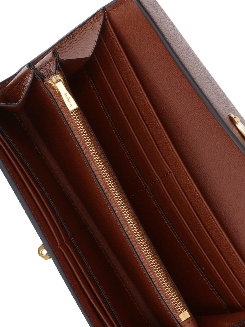 Mulberry Brown Calf Leather Wallet With Gold Hardware