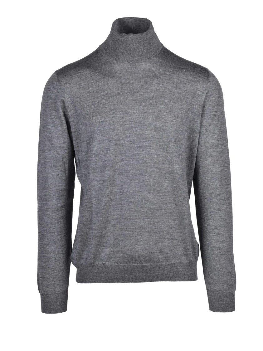 Gran Sasso Grey Virgin Wool-Silk Blend Turtleneck