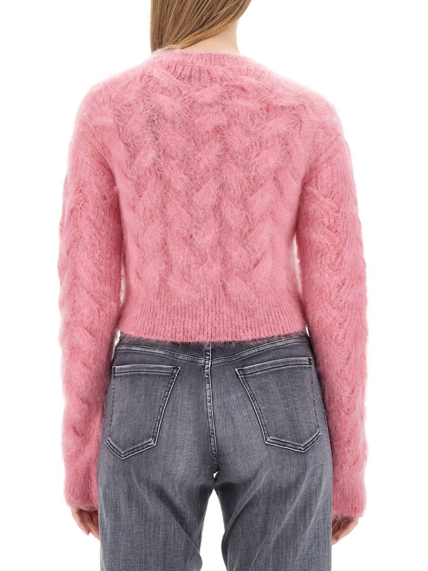 Dsquared2 Textured Cable Knit Cropped Sweater