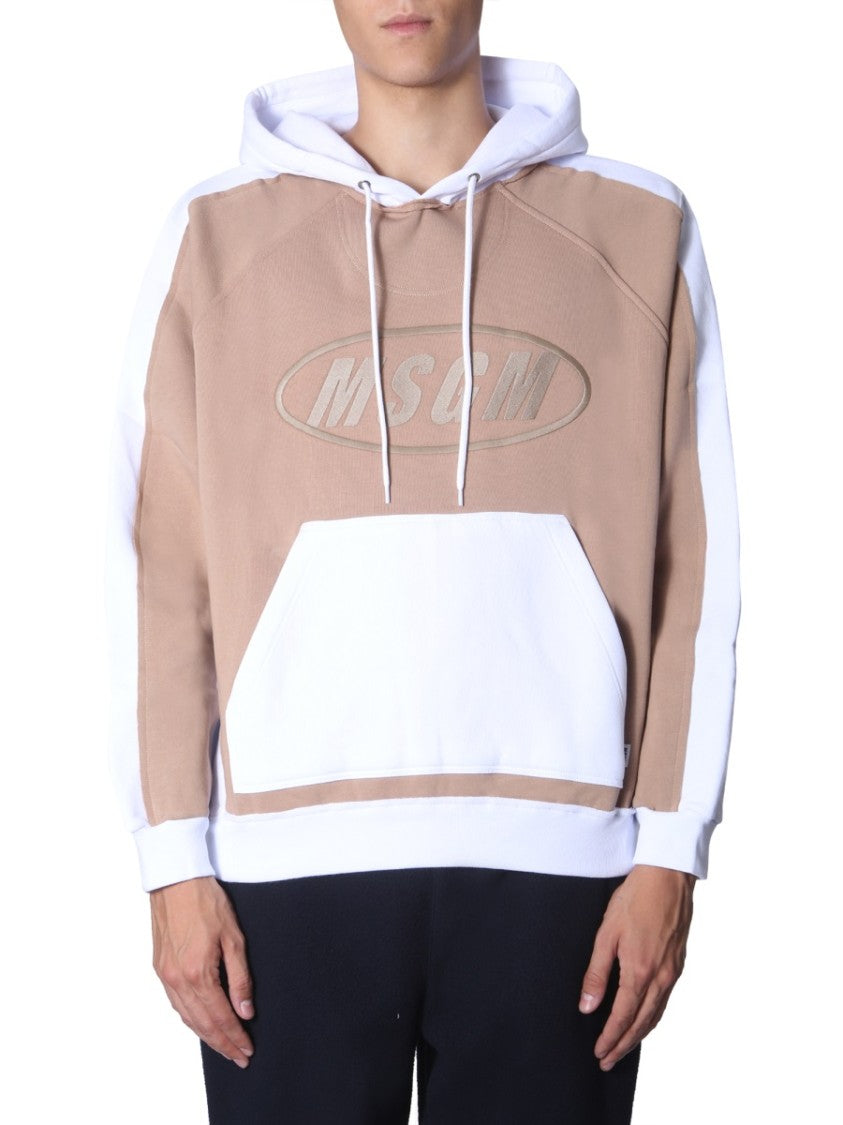 Msgm Two-Tone Oversized Hooded Sweatshirt