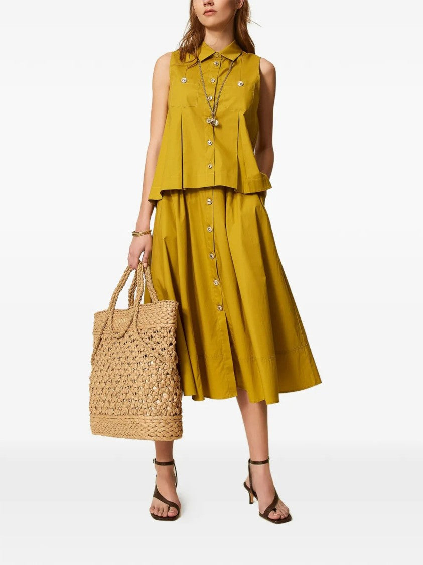 Twin-Set Midi Flared Button Down Front Skirt