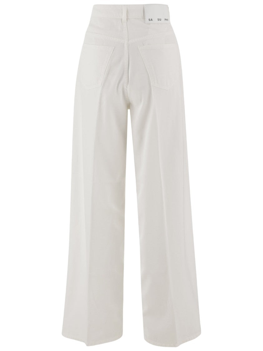 Sa Su Phi Wide-Leg Cotton Pants With Pressed Pleats