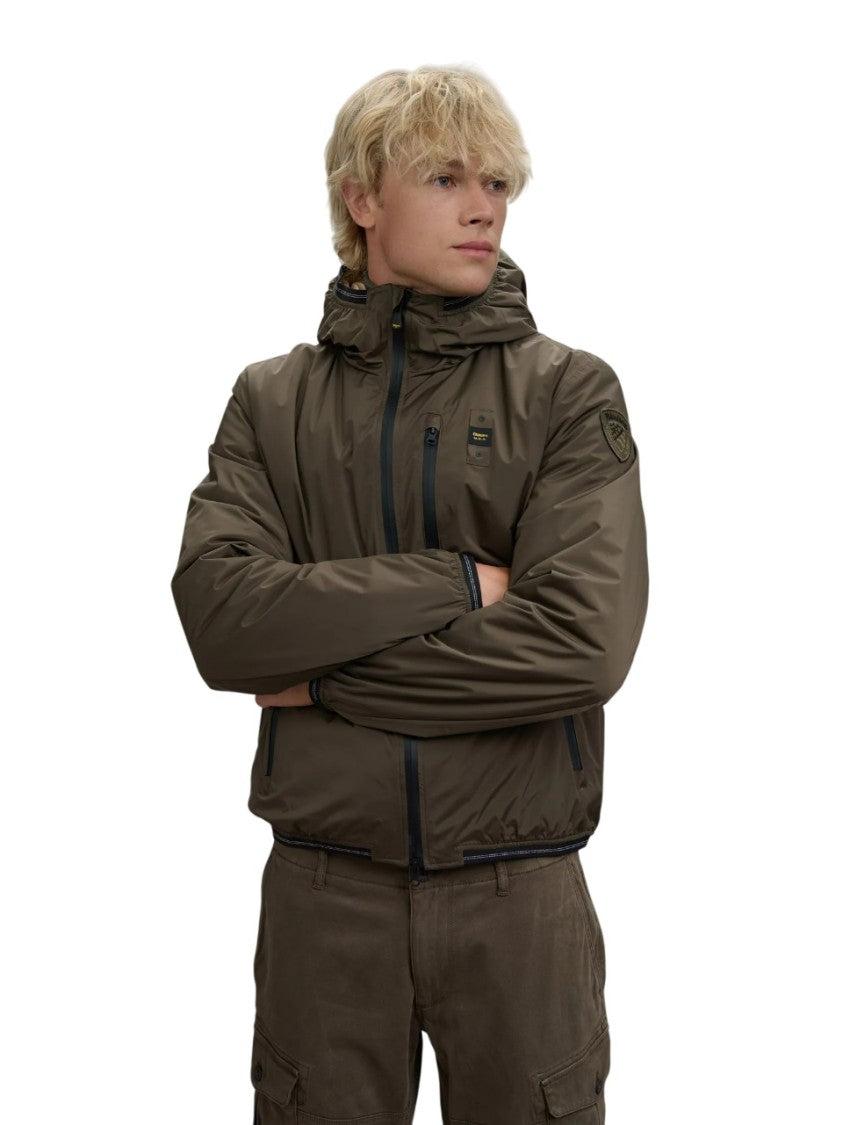 Blauer Deep Olive Green Faux Fur Windbreaker