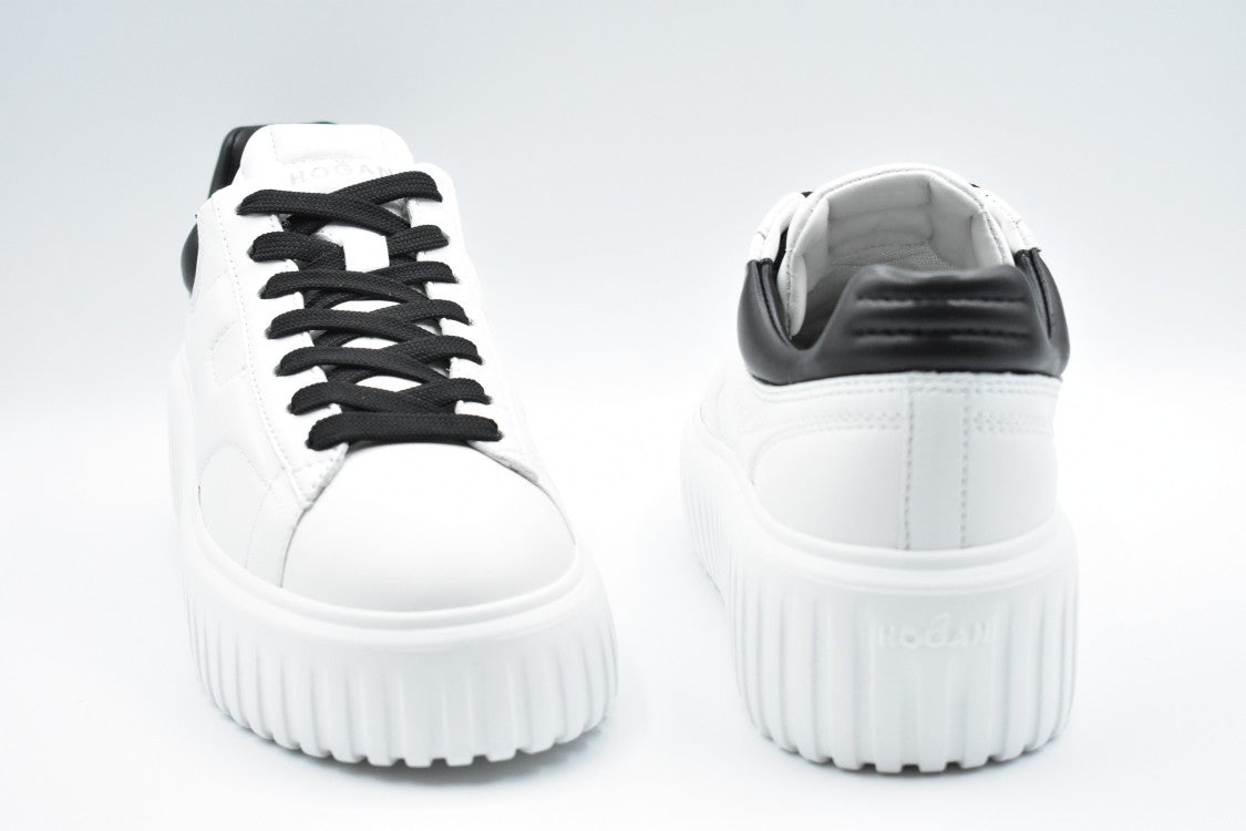 Hogan White Leather Lace-Up Sneakers With Chunky Sole