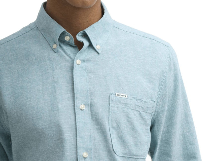 Barbour Tailored Light Teal Shirt With Button-Down Collar