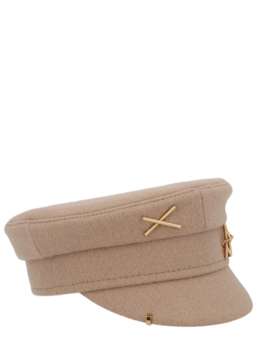 Ruslan Baginskiy Baker Boy Structured Embellished Wool-Blend Hat