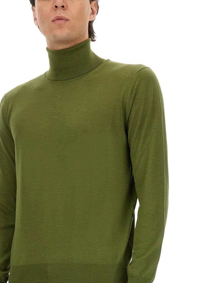 Saint Laurent Finely Knit Turtleneck Sweater In Rich Olive Green