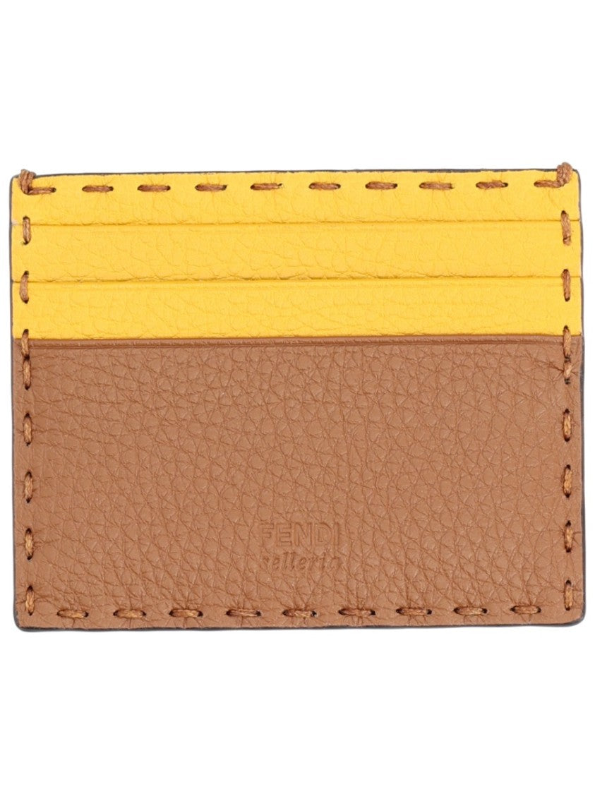 Fendi Two-Tone Calf Leather Card Holder