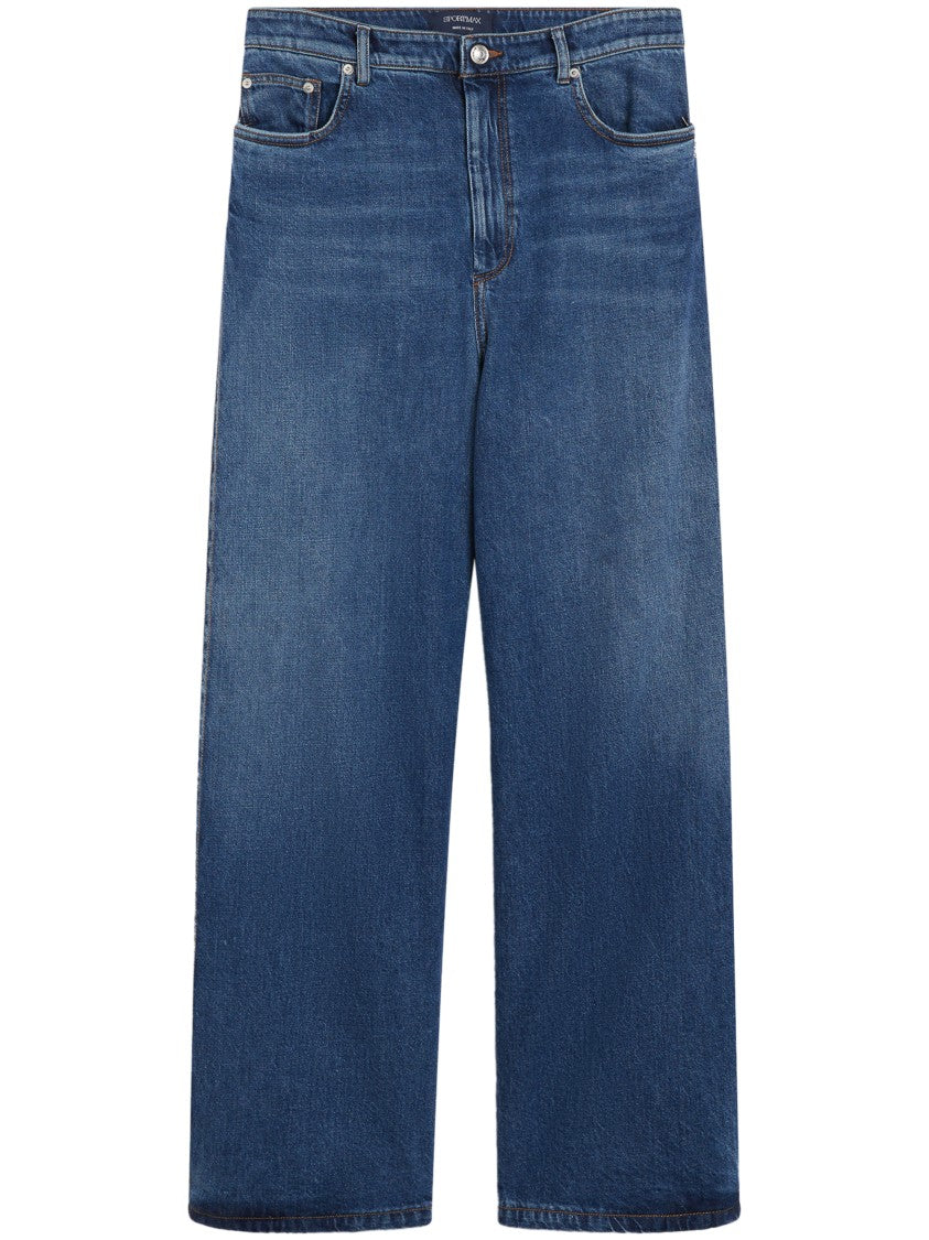 Max Mara Wide-Leg Blue Jeans With Vintage Wash