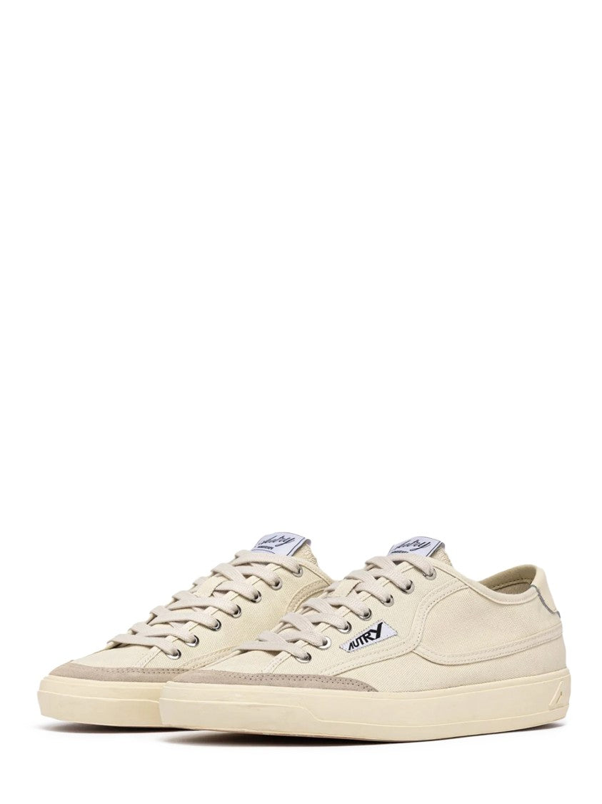 Autry Low-Top Cream Sneakers With Canvas And Suede Blend