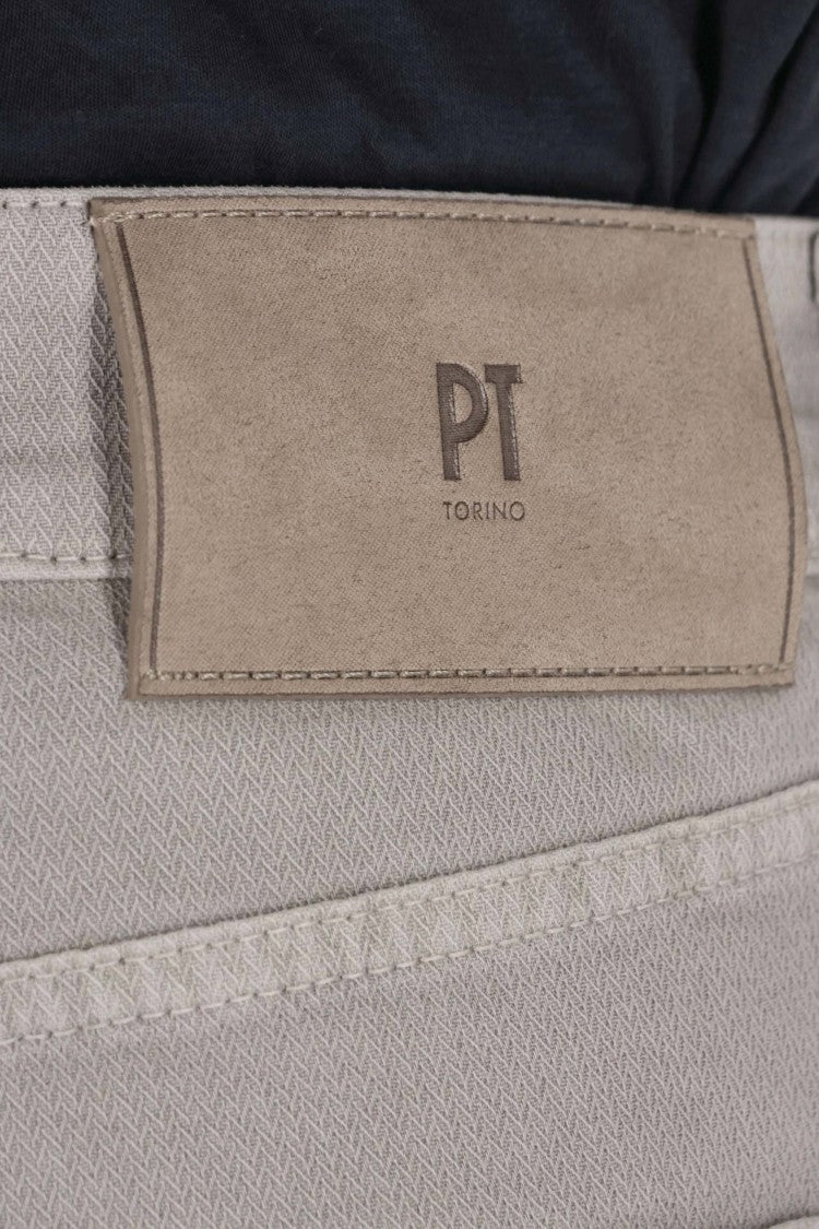 Pt Denim Herringbone Stretch Cotton Chinos