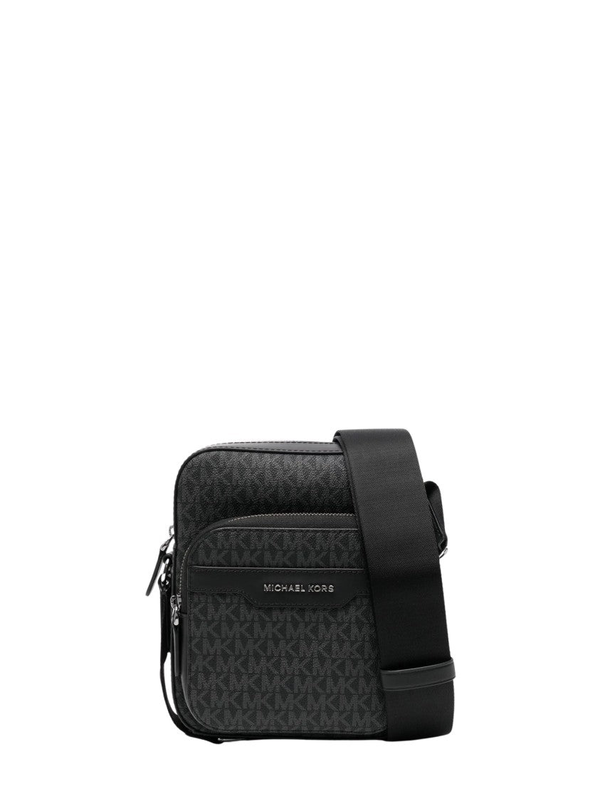 Michael Kors Black Hudson Logo Rectangular Messenger Bag