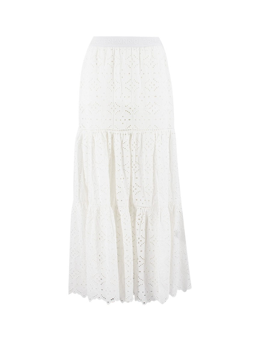 Ermanno Firenze Off White Skirt With Cut-Out Details