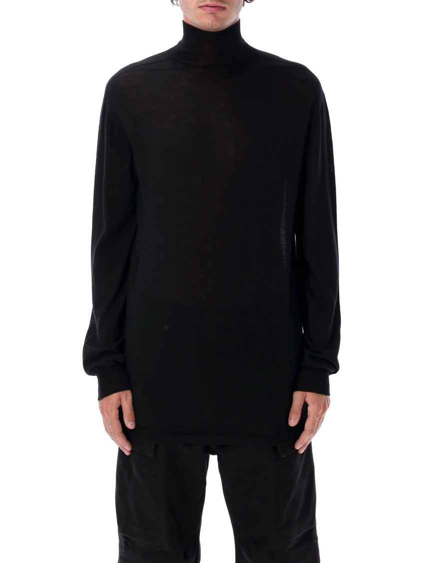 Rick Owens Relaxed-Fit Black Wool Turtleneck Sweater