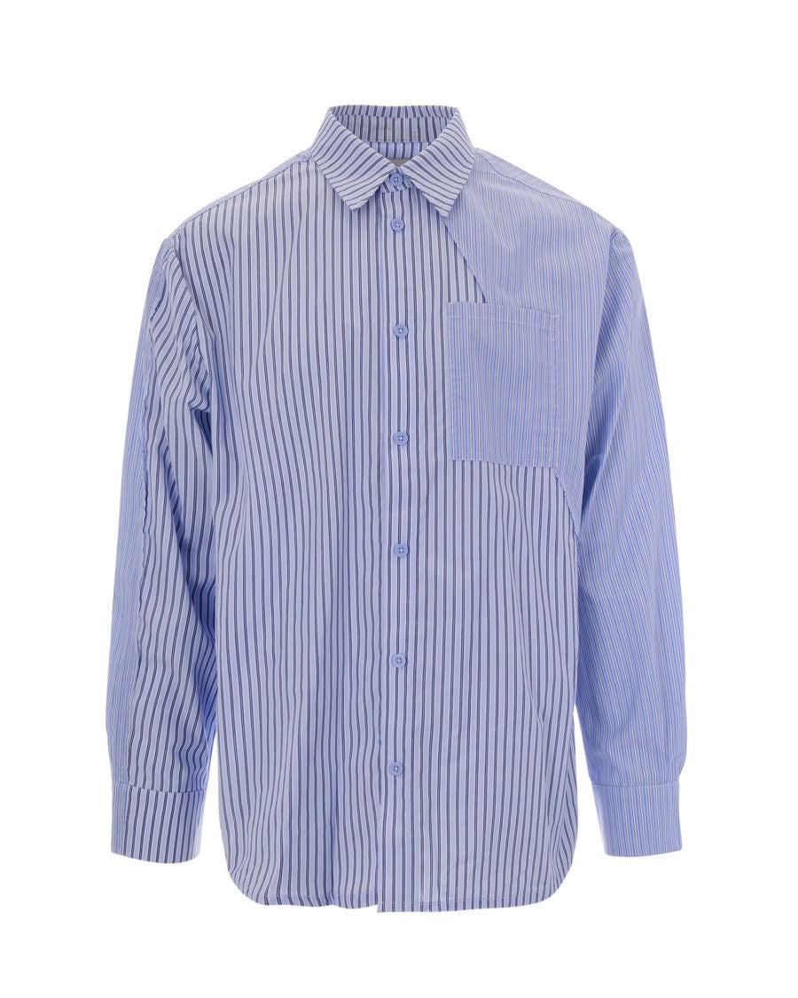 Arte Antwerp Asymmetrical Striped Casual Shirt With Contrast Detailing