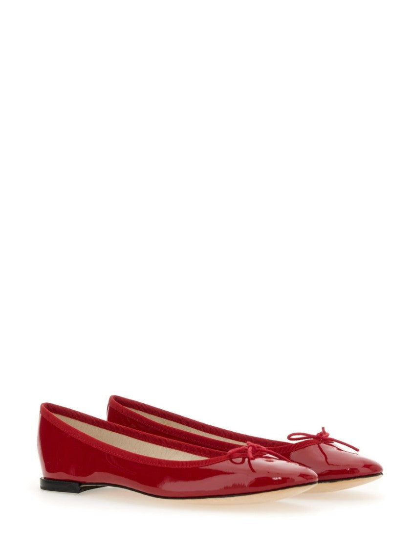 Repetto Glossy Red Ballerina Flats With Delicate Bow Detail