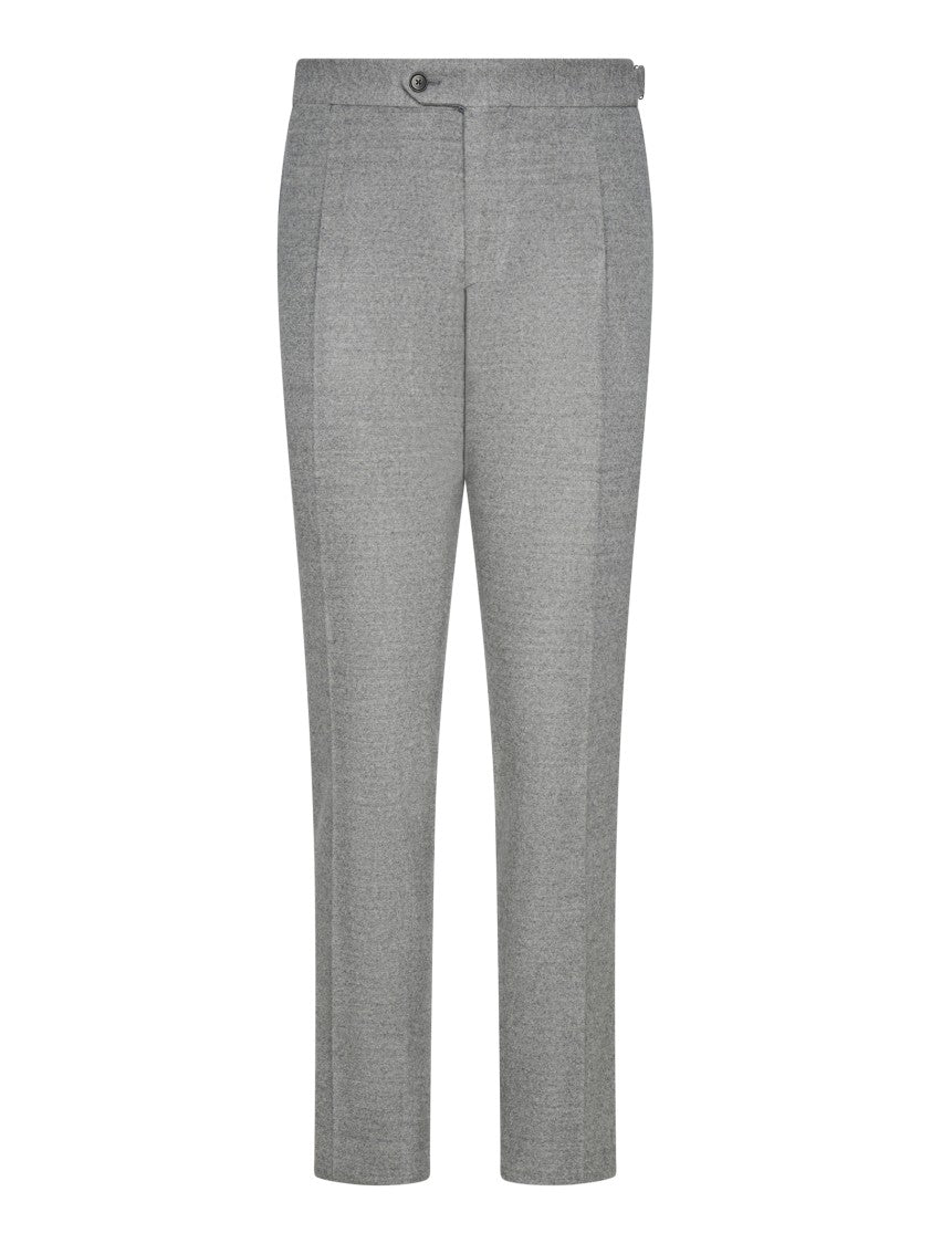 Franzese Collection Tailored Grey Trousers With Double Waistband