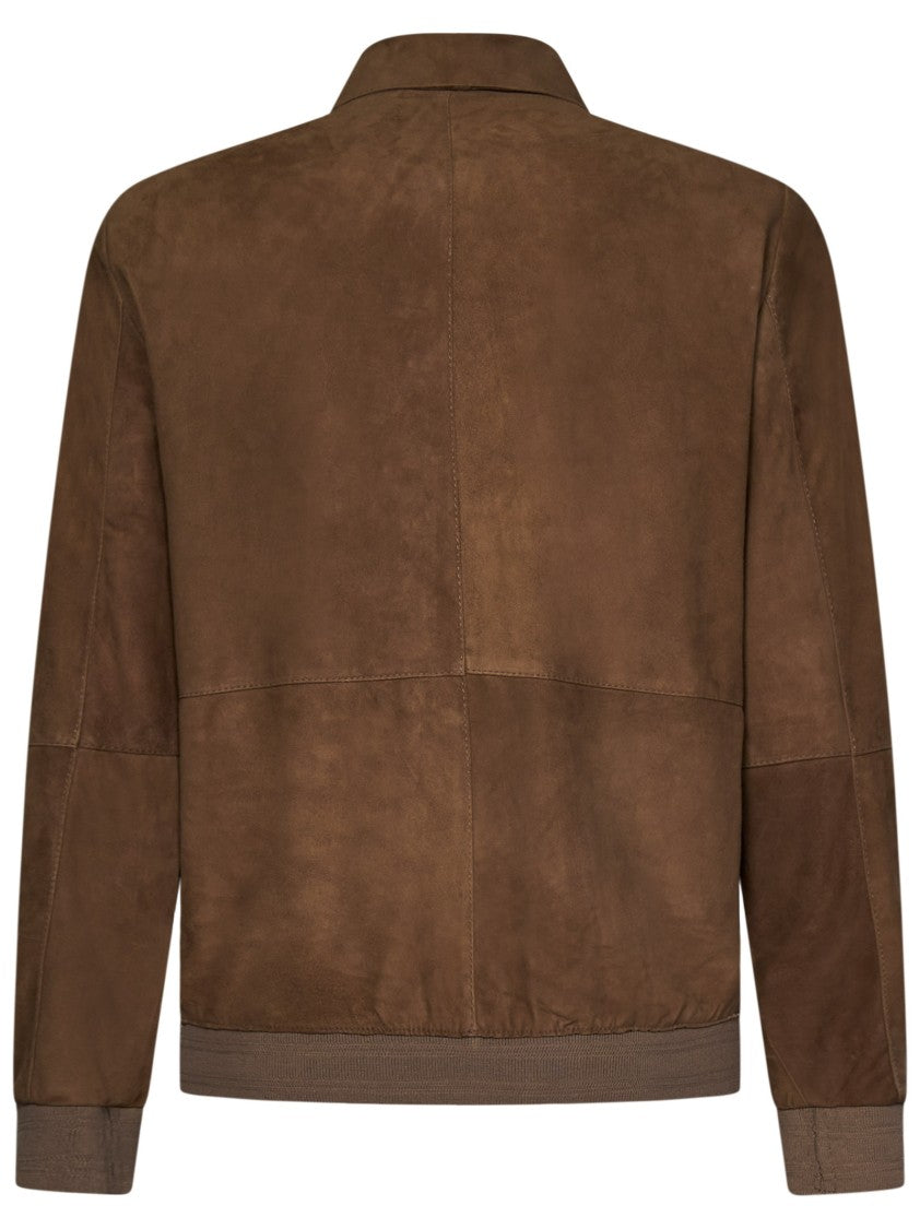 Franzese Collection Brown Deerskin Leather Bomber Jacket