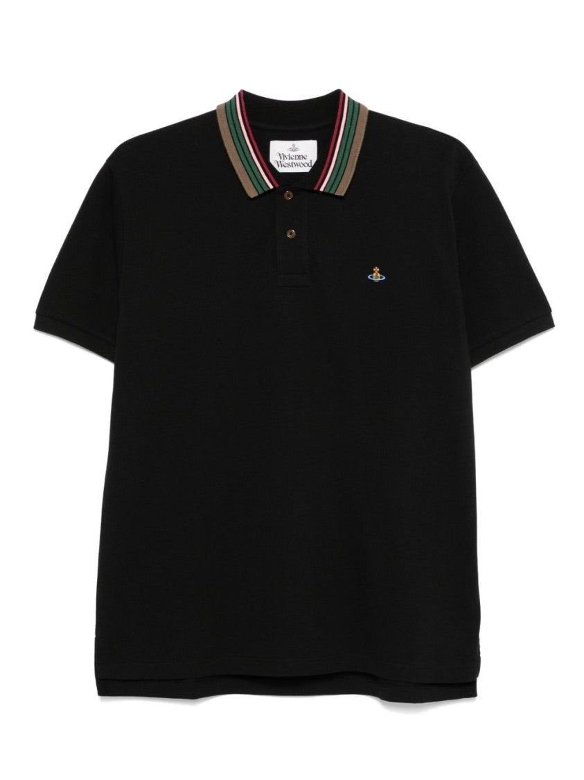Vivienne Westwood Ribbed Collar Black Polo Shirt